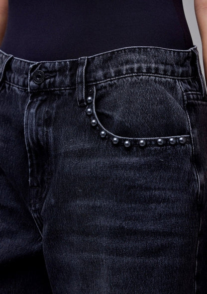Hidden - Alyx Black Oversized Low Slung Studded Baggy Jeans