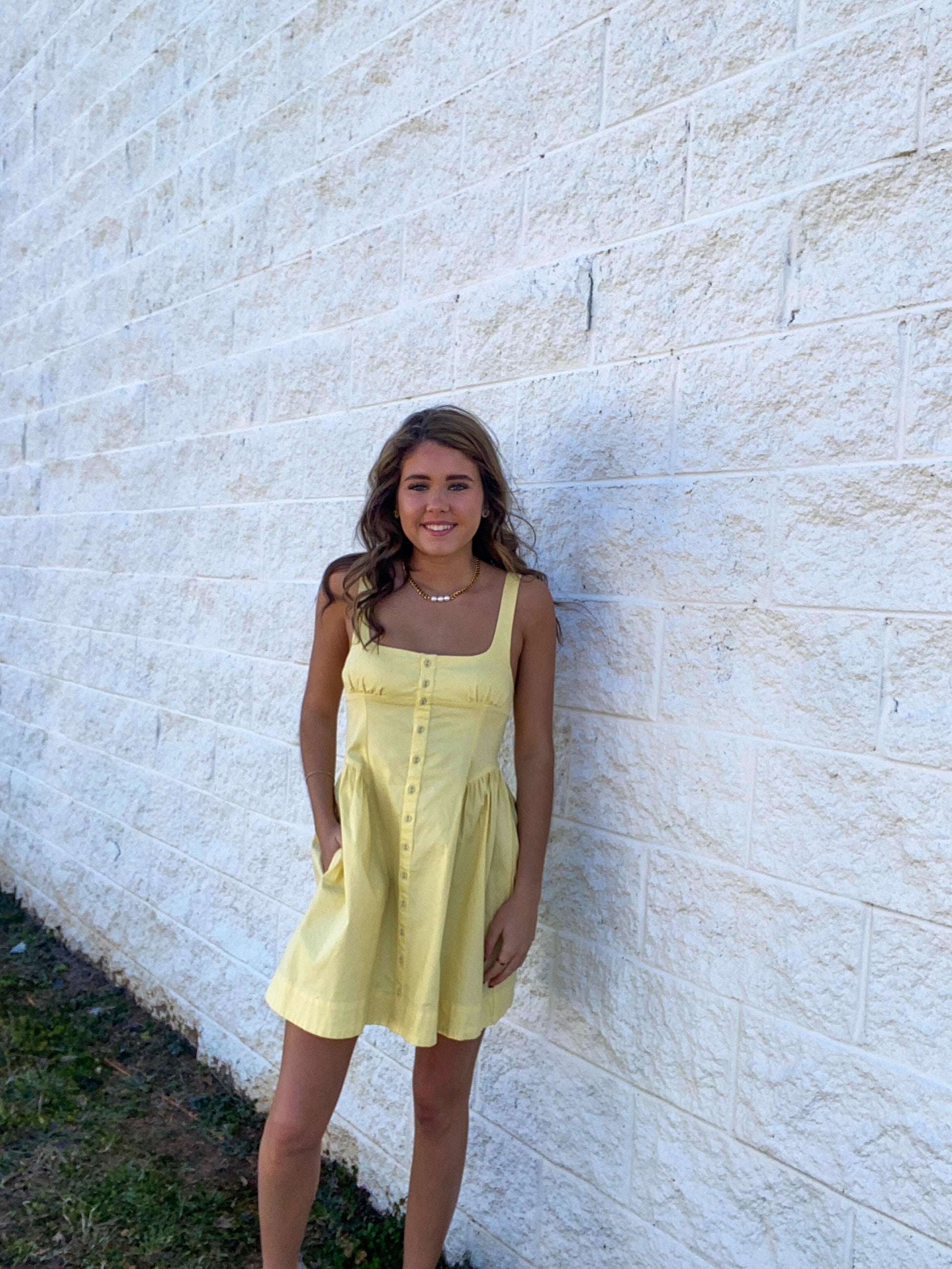 Free People - Astrid Oxford Mini Dress - Banana Cream YES DOLL BOUTIQUE Free People - Astrid Oxford Mini Dress - Banana Cream YES DOLL BOUTIQUE