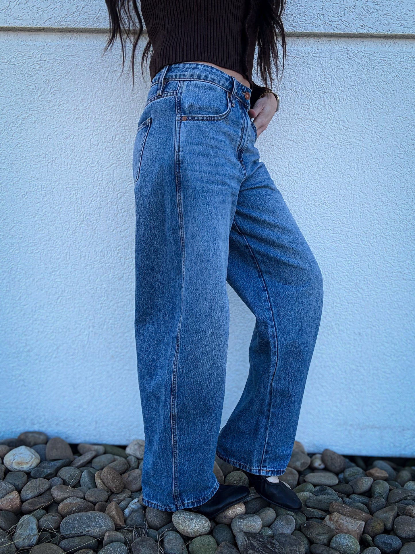 Hidden - SAMMIE - Medium Wash Clean Classic Barrel Jean