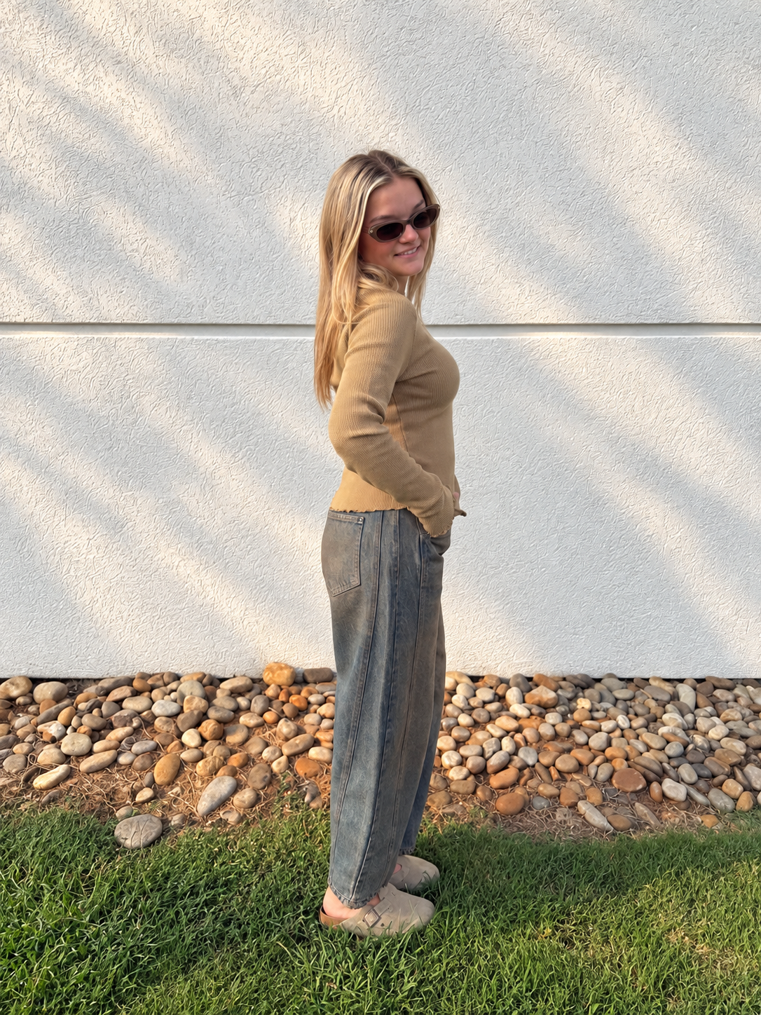 Free People - Easy Does It Long Sleeve Tee - Golden Eagle