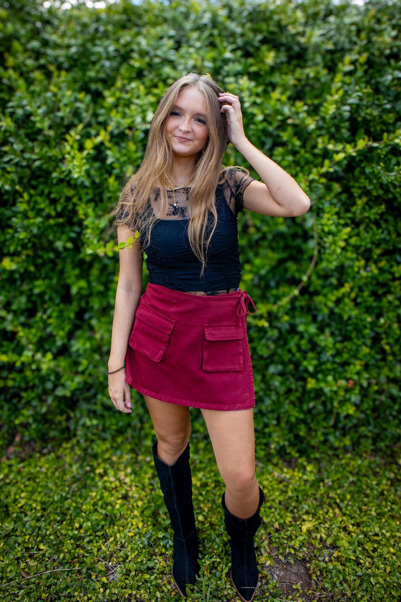 Lovely Lace Cinched Top - BLACK