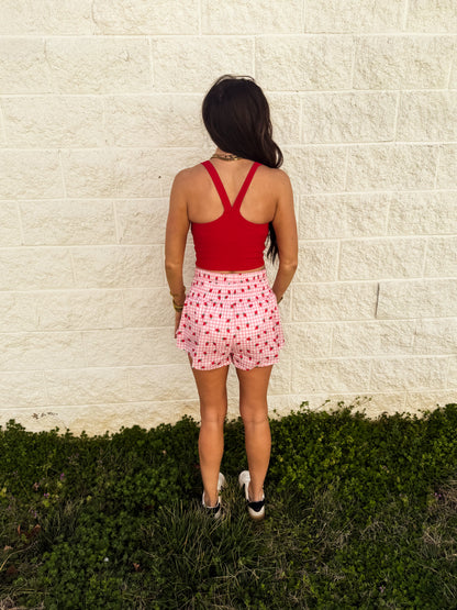 Summer Strawberry Gingham Skort
