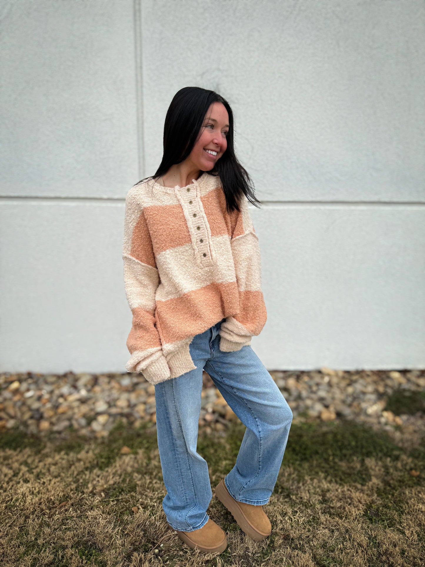 Stripes of Beige Oversized Sweater