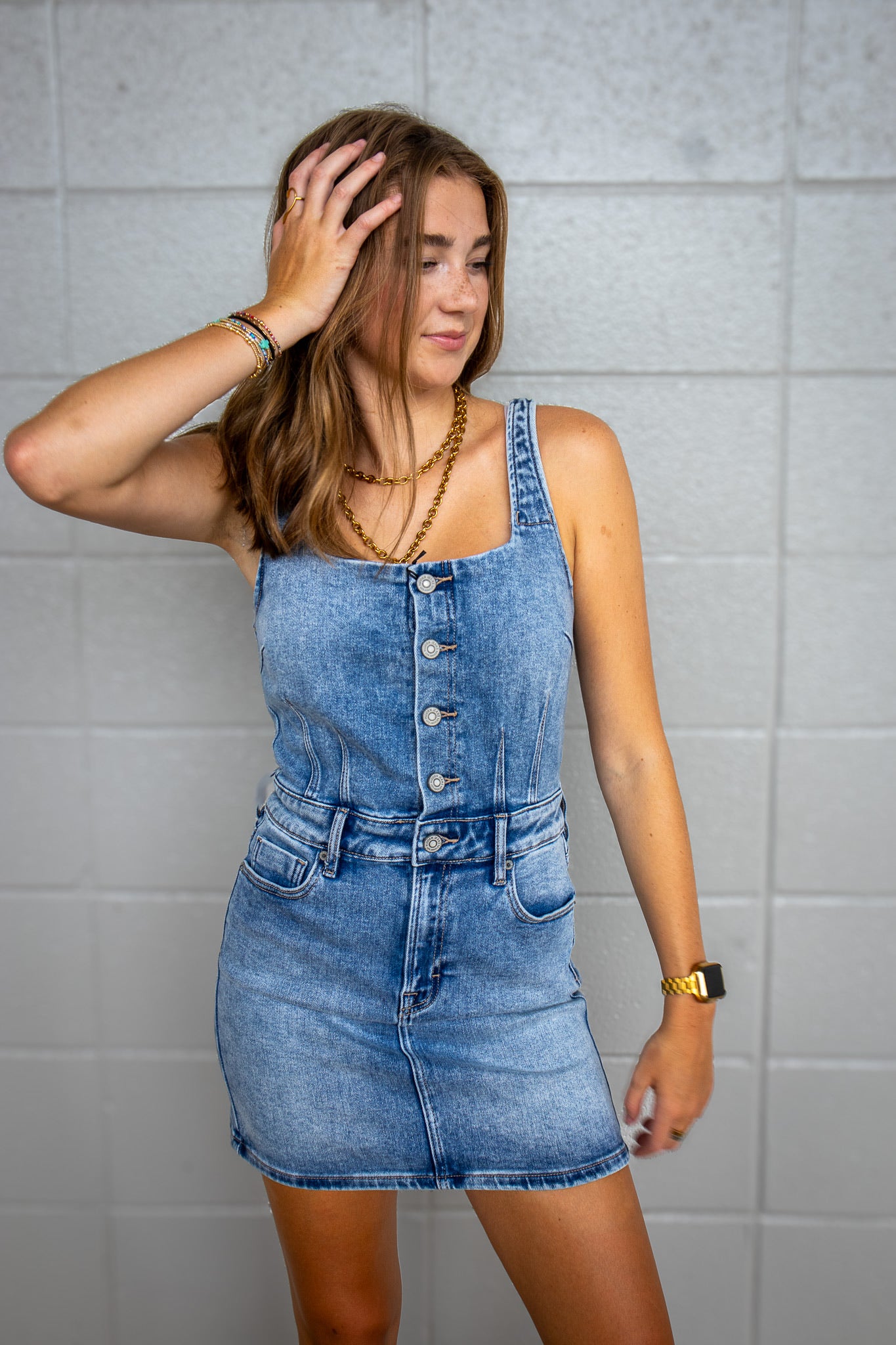 Hidden - Roxy Denim Stretch Mini Dress