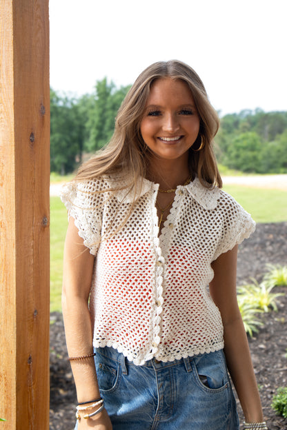 Free People - Lily Crochet Top - COCONUT MILK