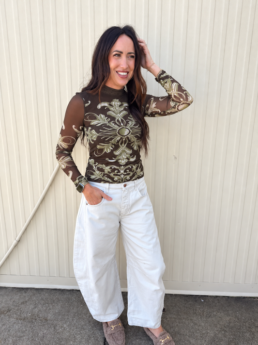 Free People - Good Luck Mid-Rise Barrel Jean - MILK