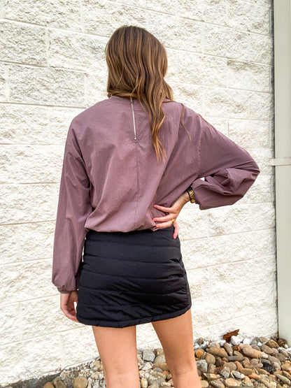 Winter Wrap Puff Black Mini Skirt