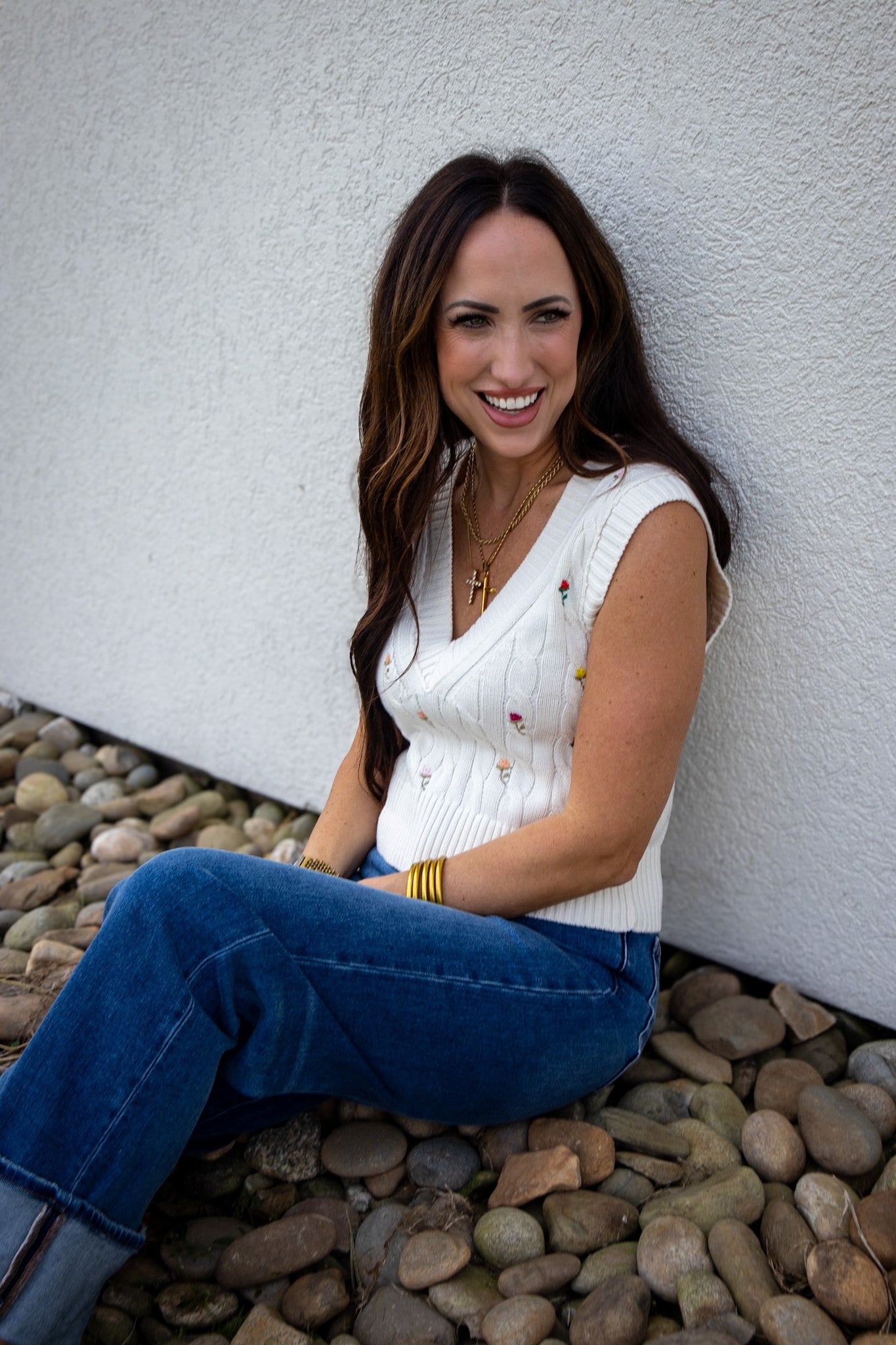Free People - Plumeria Floral Vest - IVORY COMBO