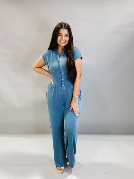 Adventure Awaits Open Back Ribbed Jumpsuit