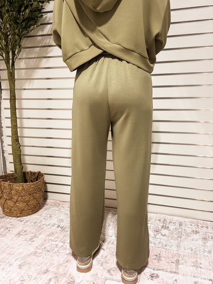 Serenity Modal Side Slit Pants - OLIVE