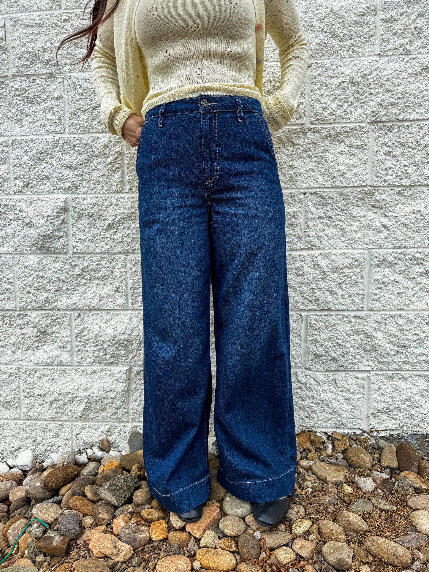 Hidden - Nori - Super Wide Leg Trouser Jean - Dark Wash