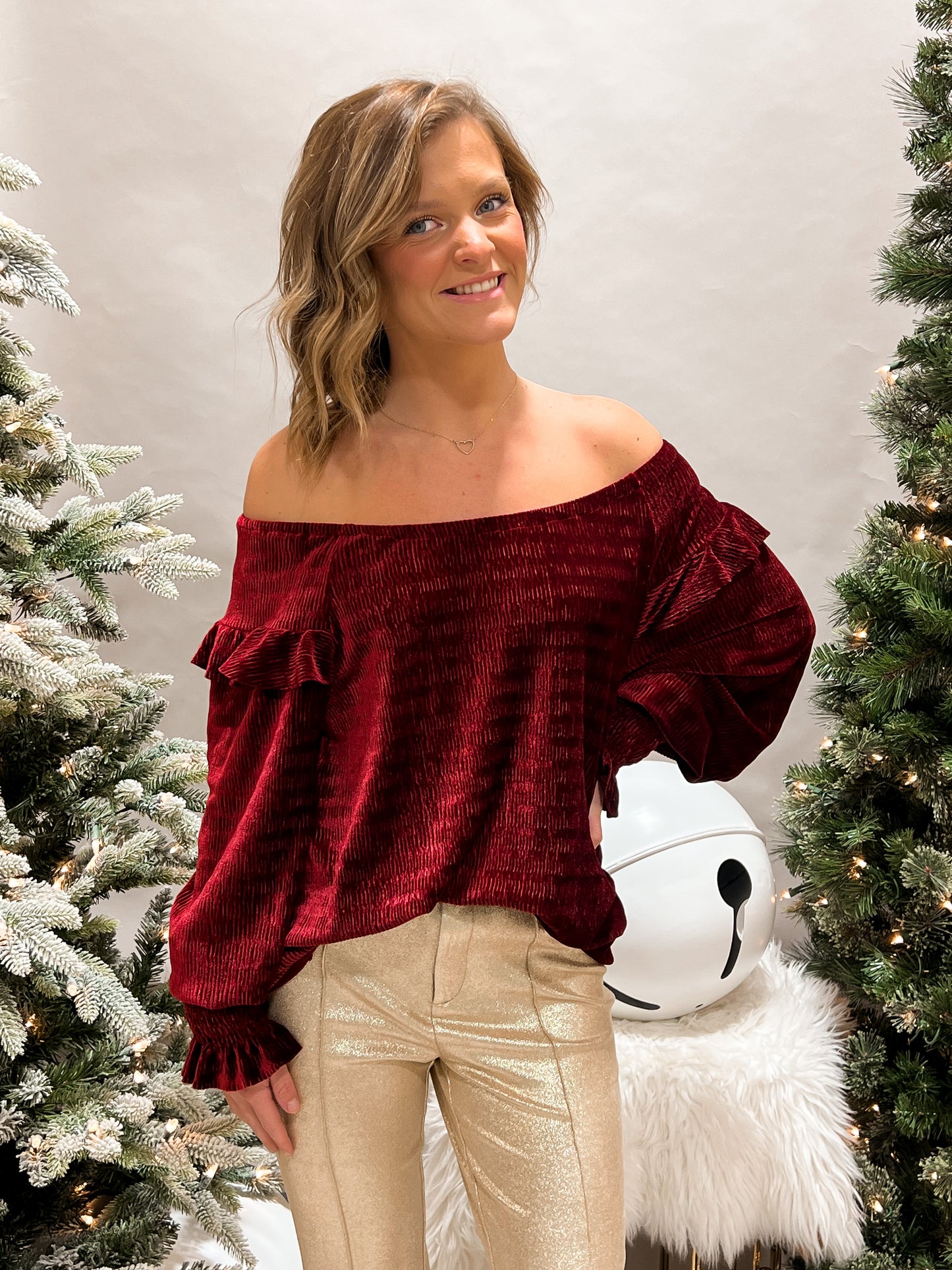 Wine n Dine Velvet Textured Top