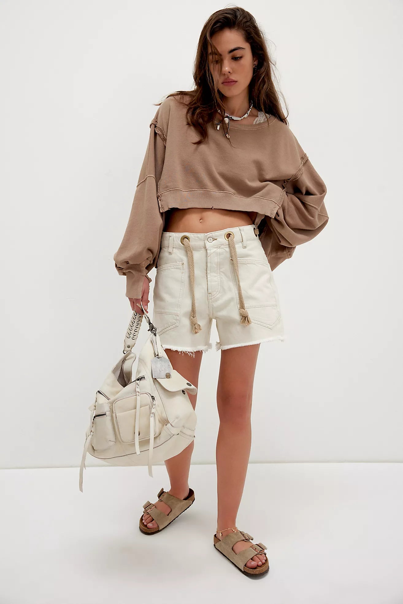 Free People - Moxie Barrel Shorts - WHITE