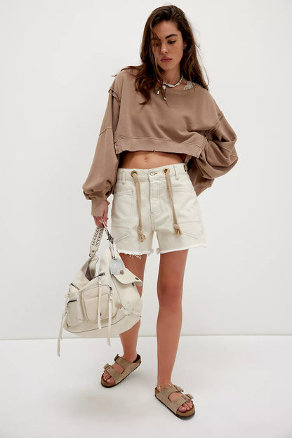 Free People - Moxie Barrel Shorts - WHITE