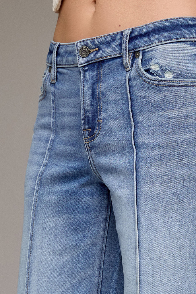 Hidden - Nori Mid Rise Cuffed Wide Leg Jeans