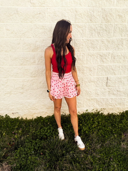 Summer Strawberry Gingham Skort