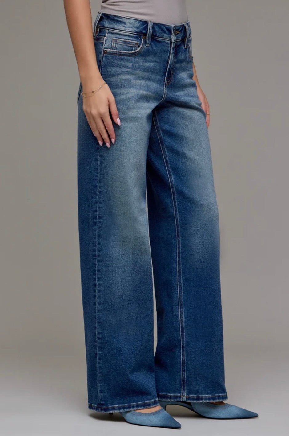 Hidden - Logan Dark Vintage Wash Mid Rise Dad Jeans