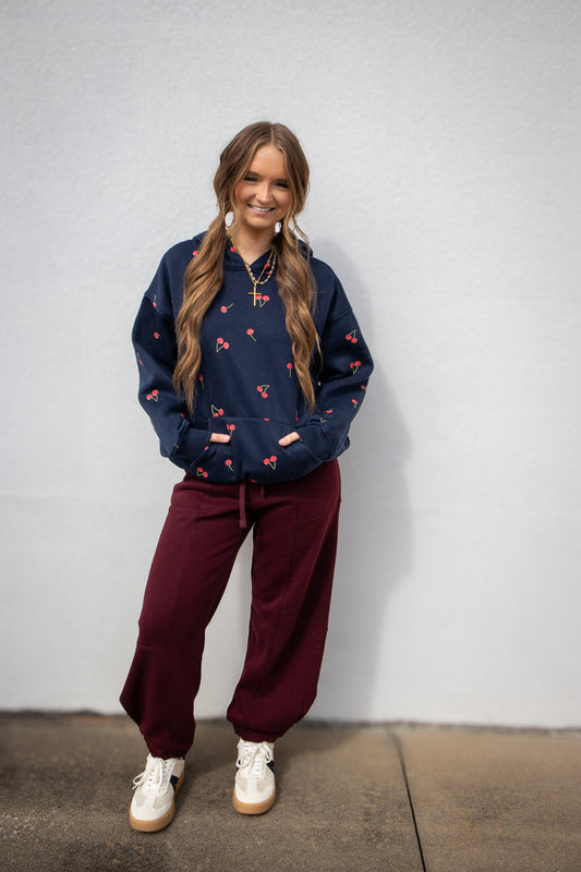 Weekend Barrel Fleece Joggers - DARK CHERRY
