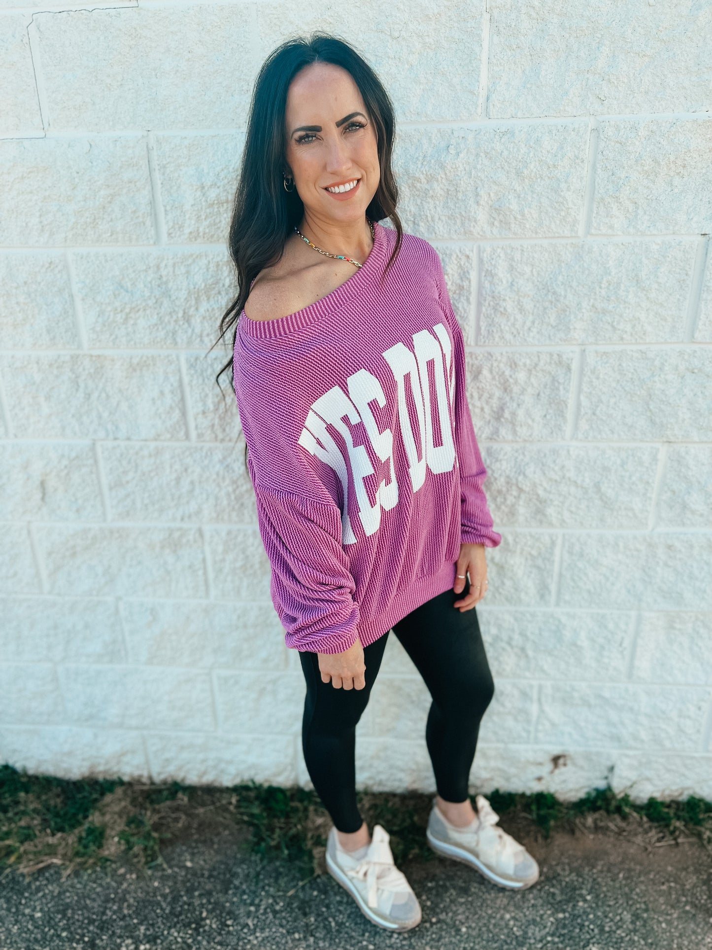 Yes Doll Ribbed Pullover - PURPLE