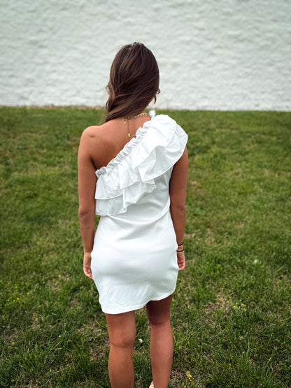 Purely Ruffled One-Shoulder Mini Dress