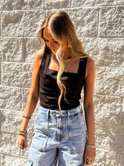 Mystic Black Ruched Tank