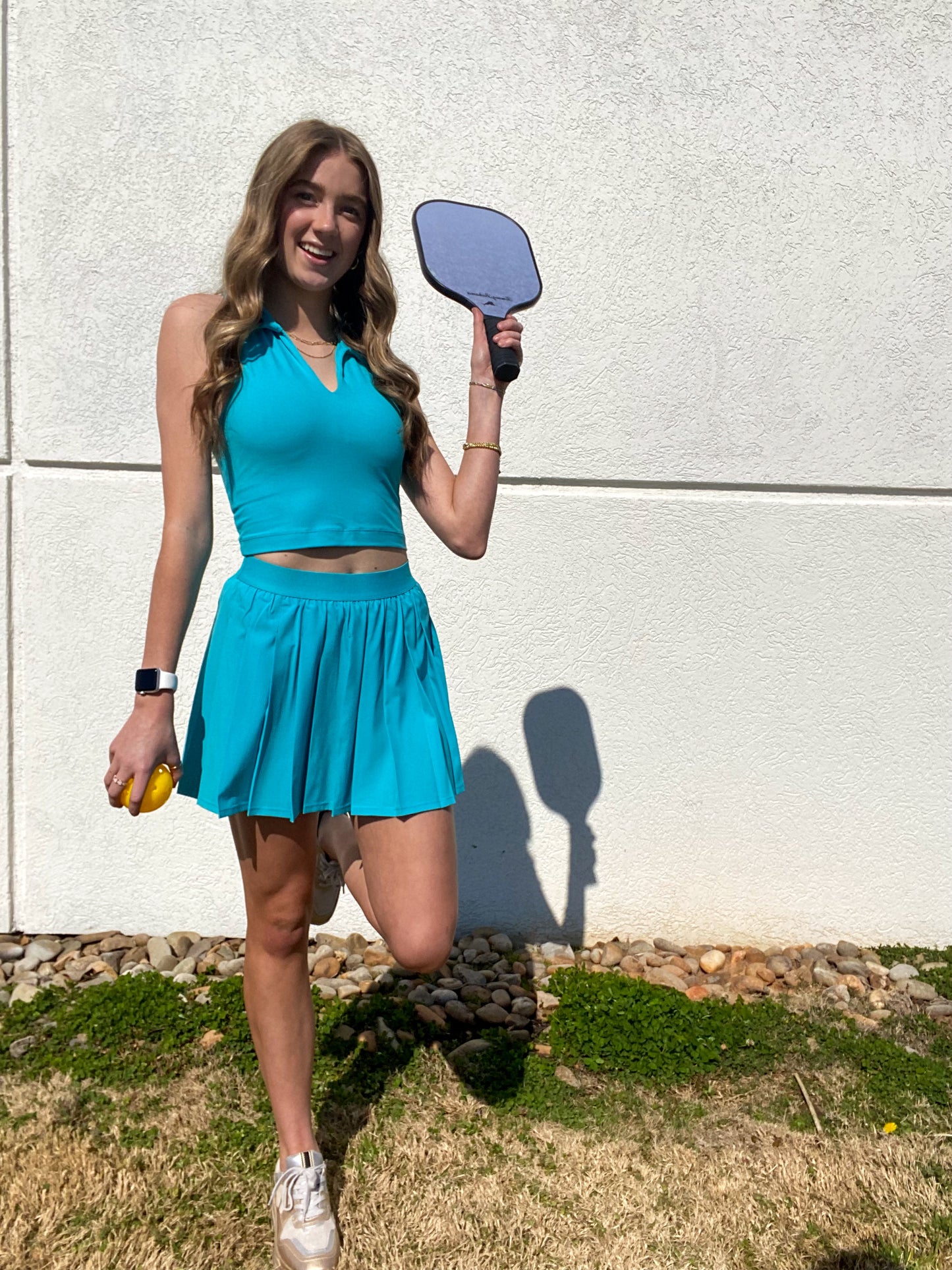 Pop Your Collar Tank - HIGHLIGHTER BLUE