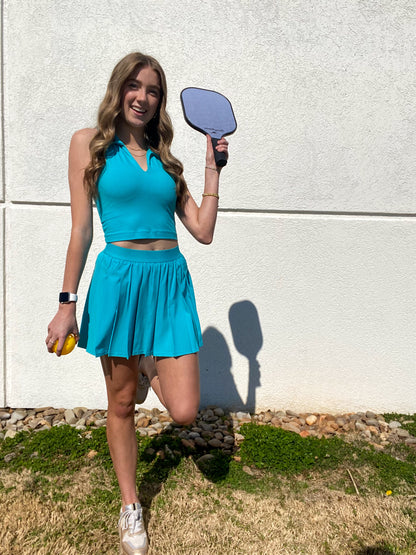 Pop Your Collar Tank - HIGHLIGHTER BLUE