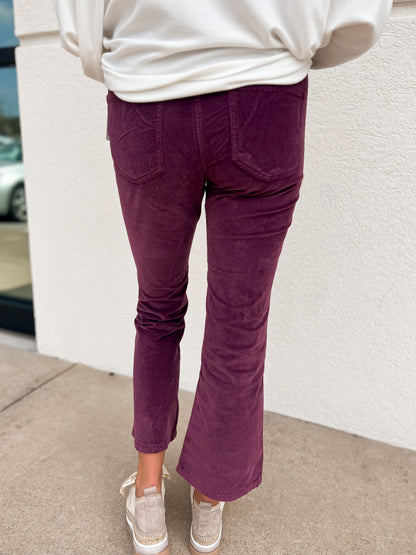 Free People - In My Feelings Velvet Crop Slim Flare Pants - FIG JAM