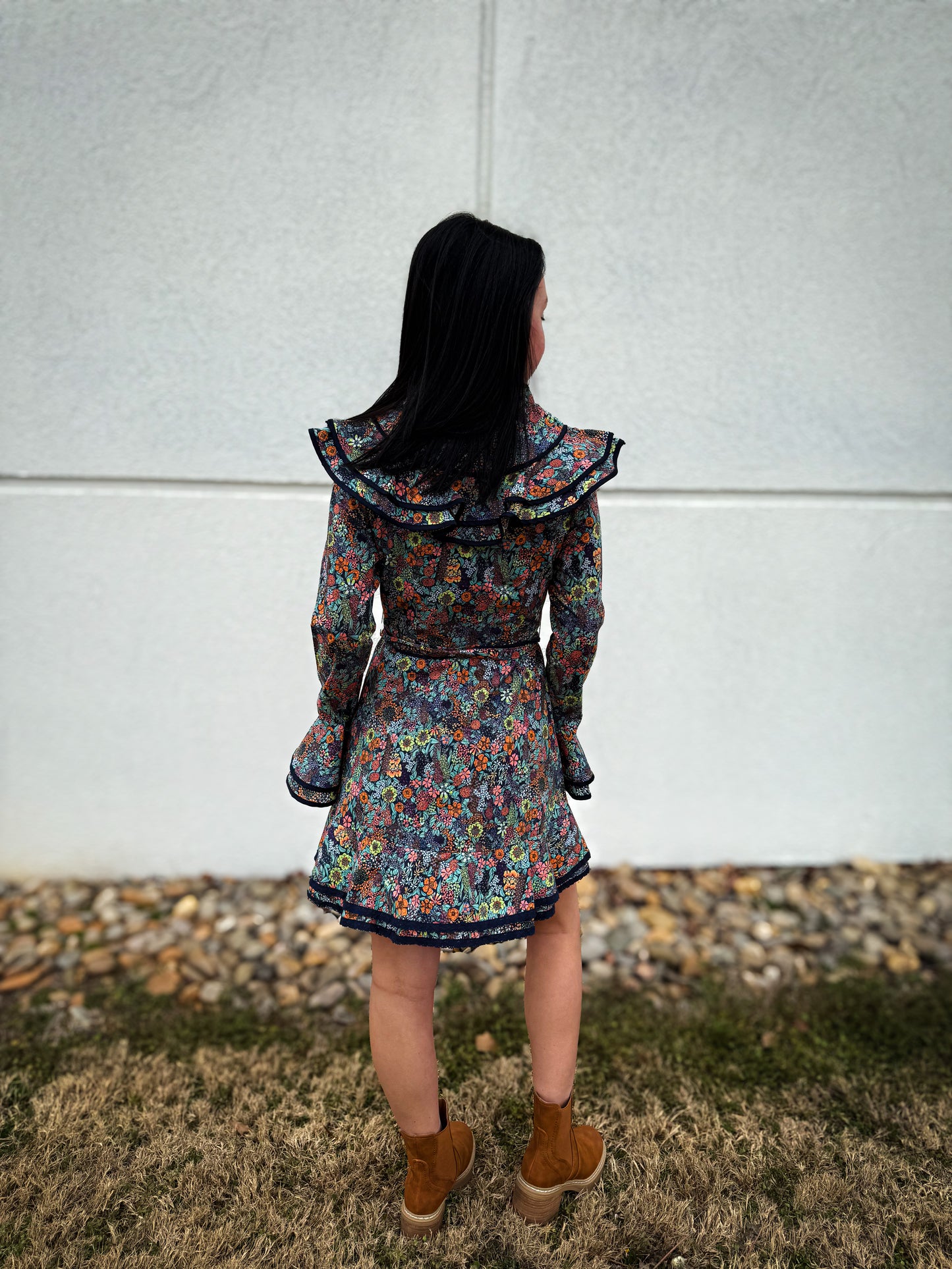 Twilight Floral Ruffle Mini Dress