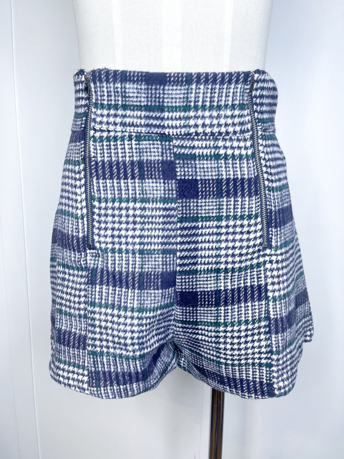 Plaid Perfection Double Zip Woven Shorts
