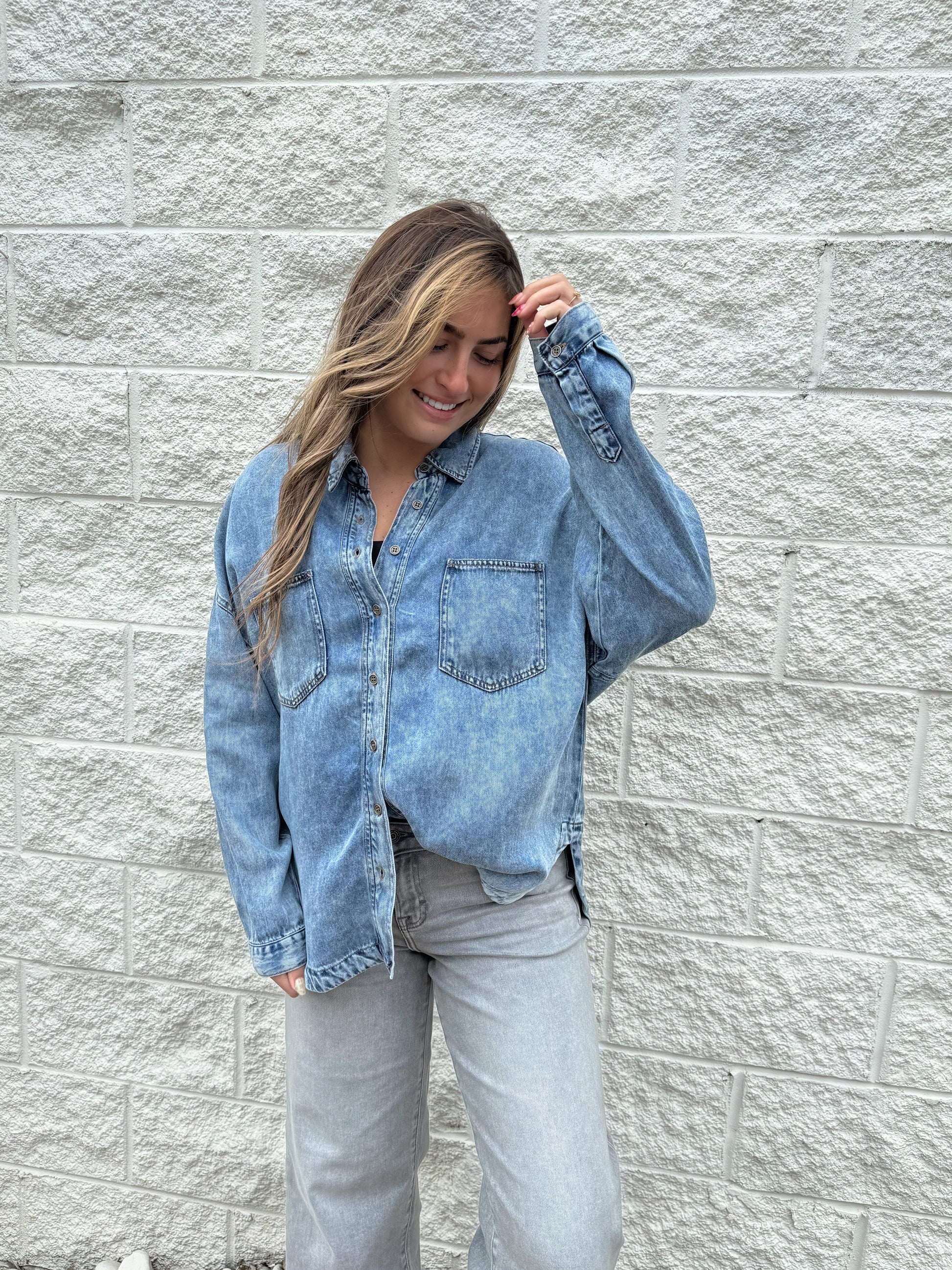 Super soft chambray button down shirt 