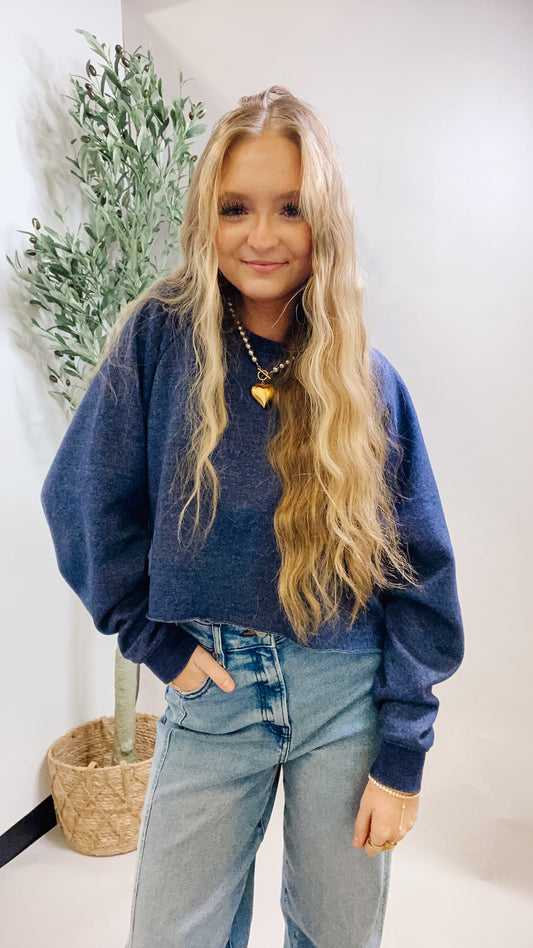 Midnight Comfort Cropped Sweatshirt - NAVY