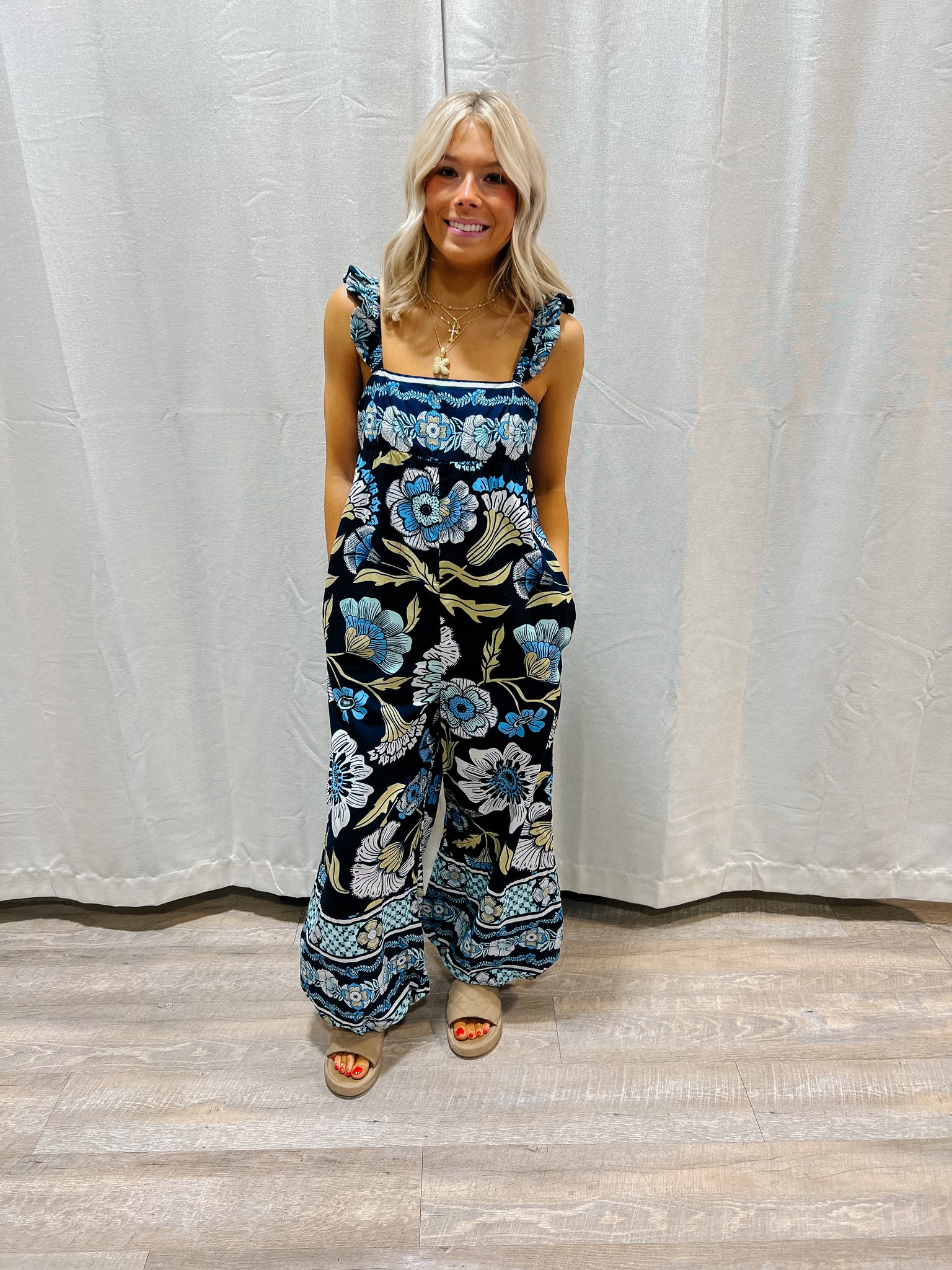 Free People - Bali Albright Jumpsuit - Navy Combo