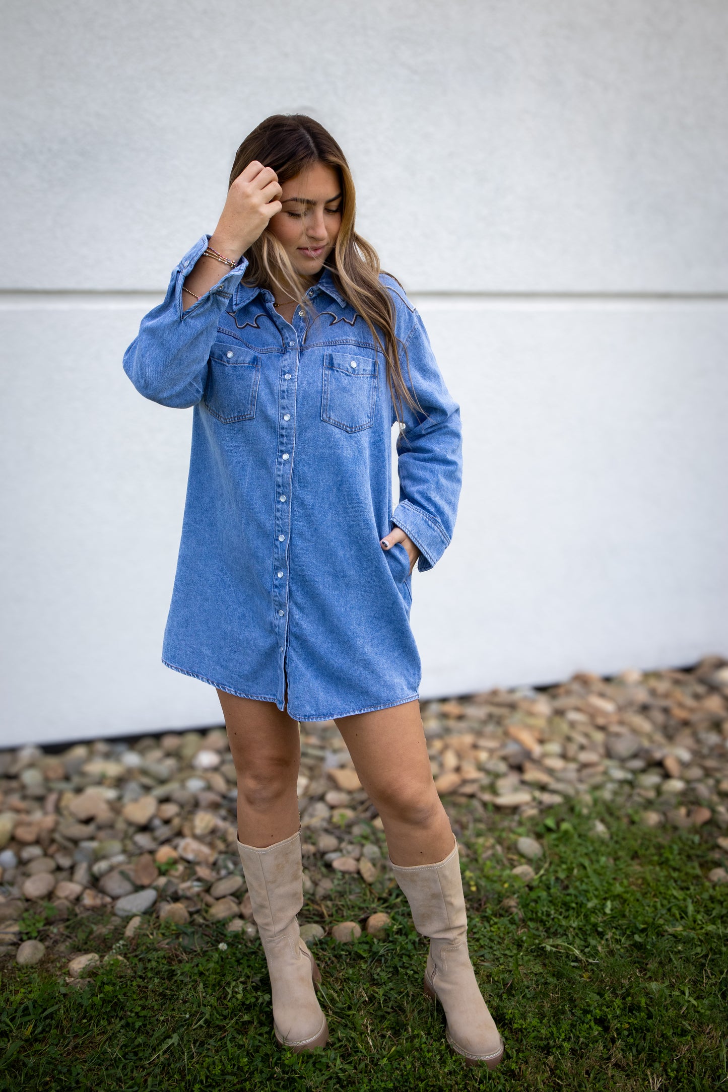 Western Flare Embroidered Mini Dress