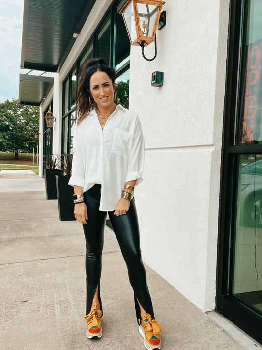 Spanx - Leather-Like Front Slit Skinny