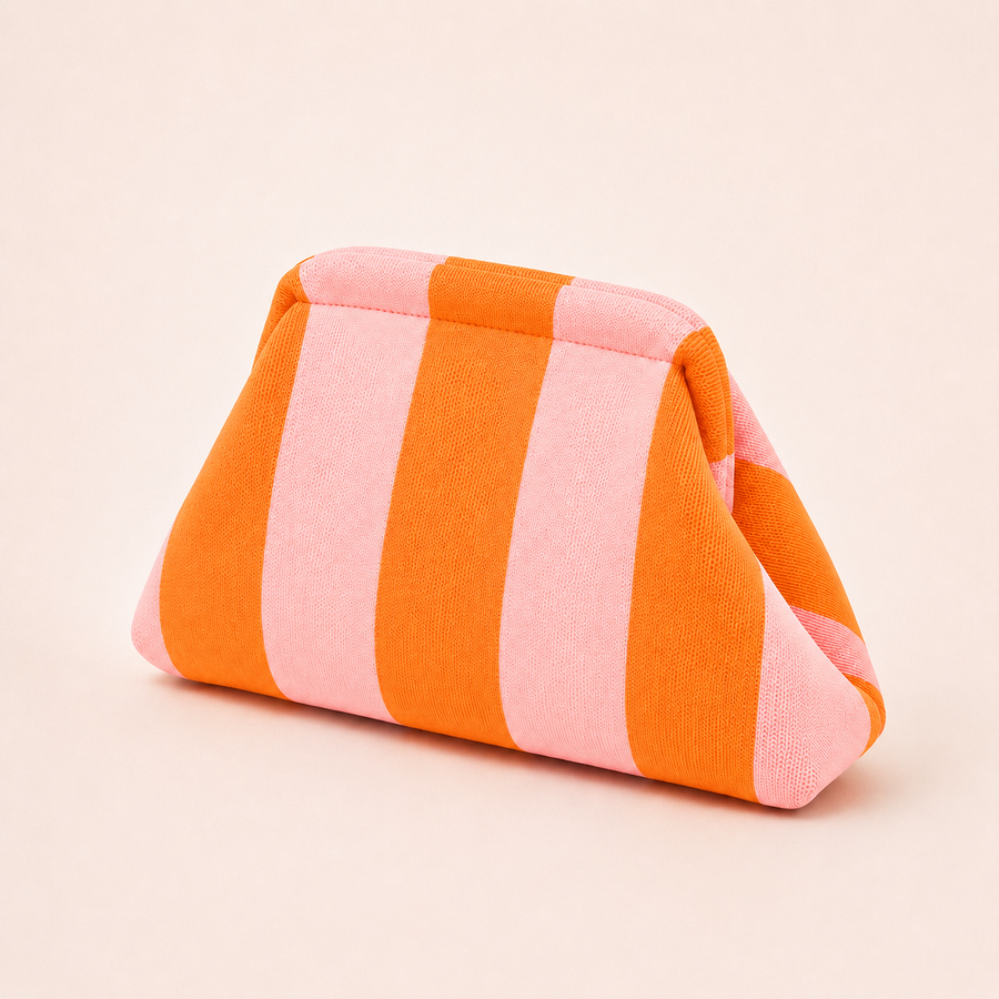 Coastal Cabana Striped Clutch Bag - PINK/ORANGE