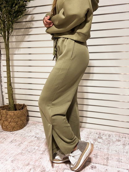 Serenity Modal Side Slit Pants - OLIVE