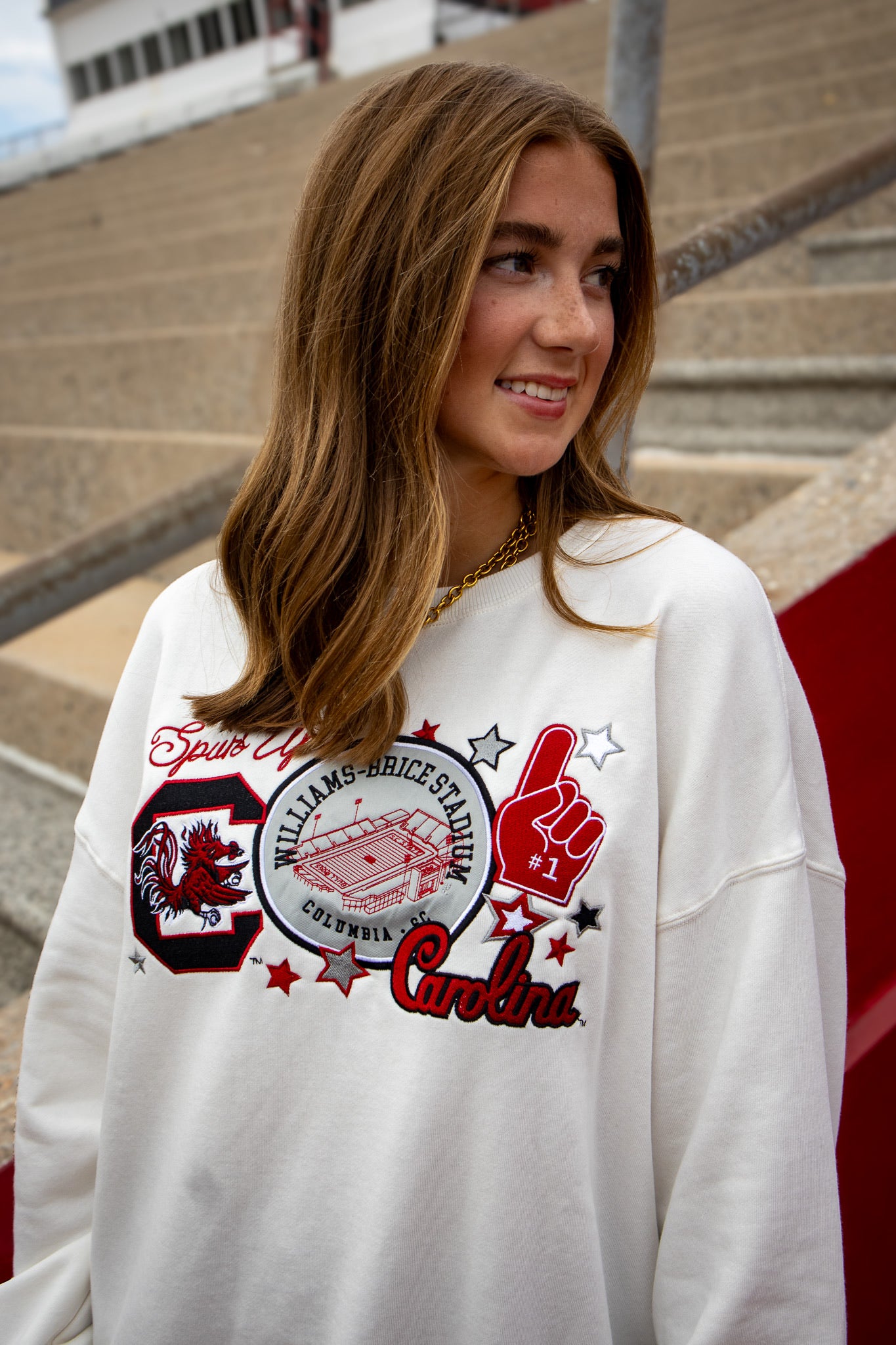 Carolina Gamecocks Layered Patch Crewneck