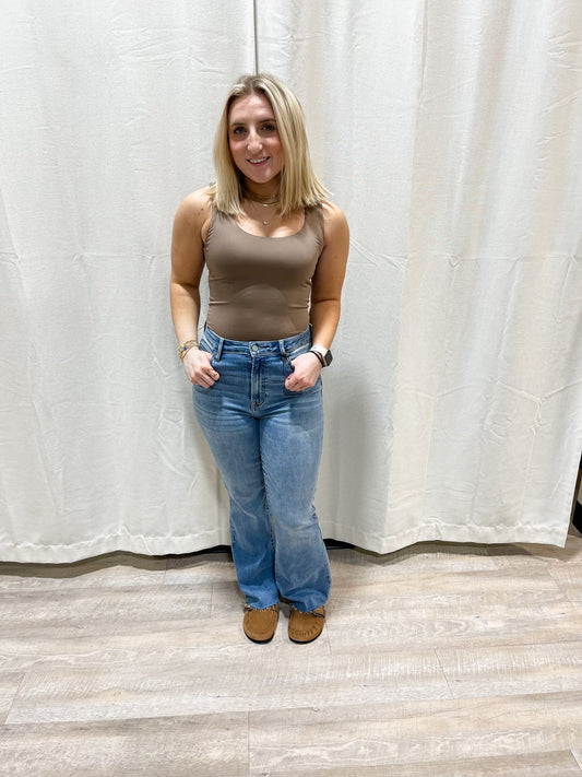 Hold Me Tight Double Layer Tank Top - LIGHT BROWN