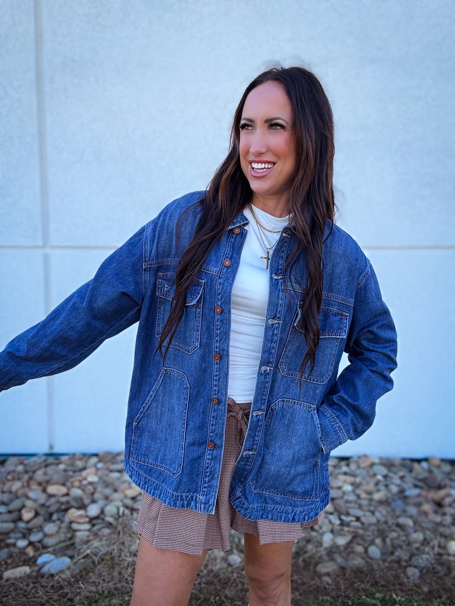 Hidden - Abbey Medium Wash Oversized Shacket