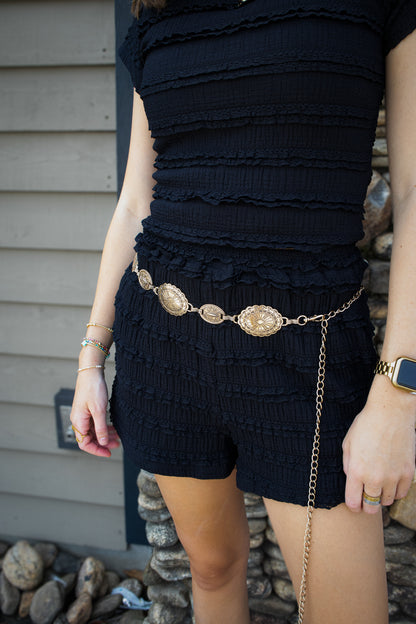 Boho Lace Short Set - BLACK