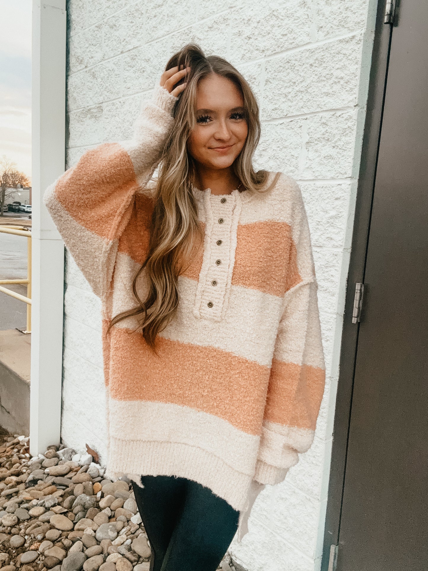 Stripes of Beige Oversized Sweater
