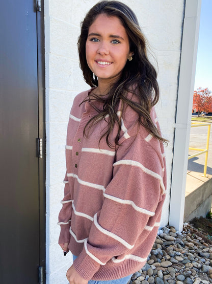 In My Lane Blush and Ivory Sweater