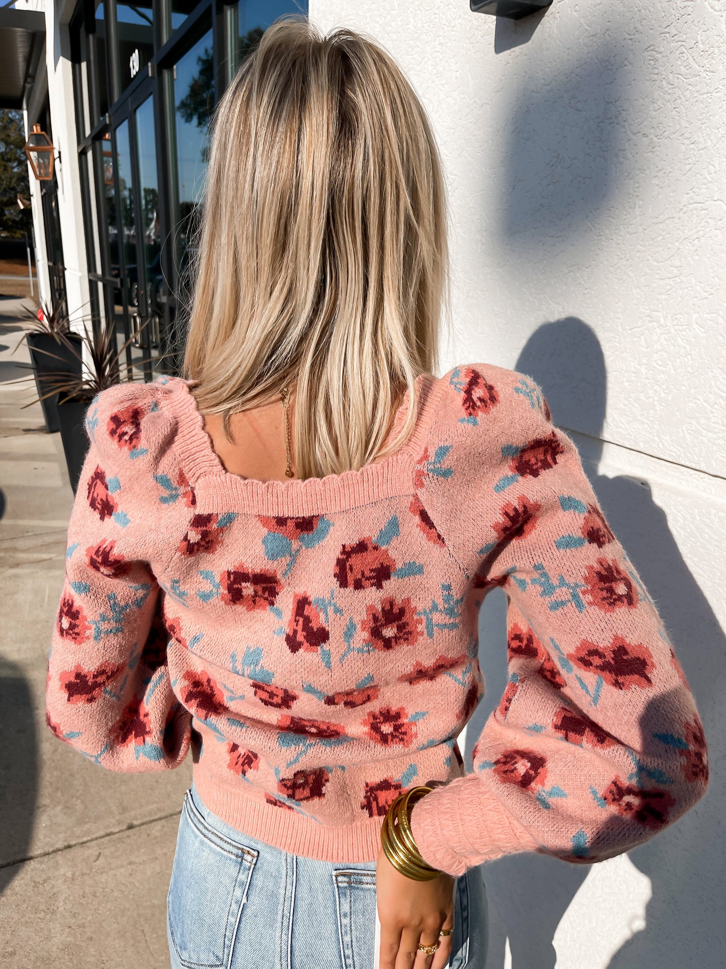 Dusty Rose Square Neck Sweater Top