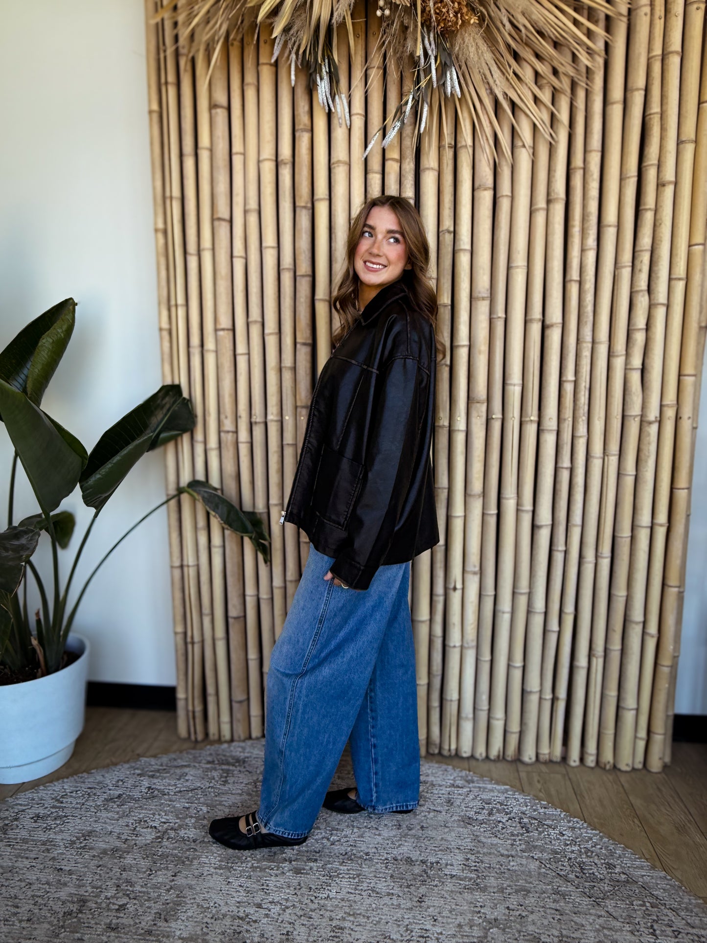 Washed Black Leather Jacket