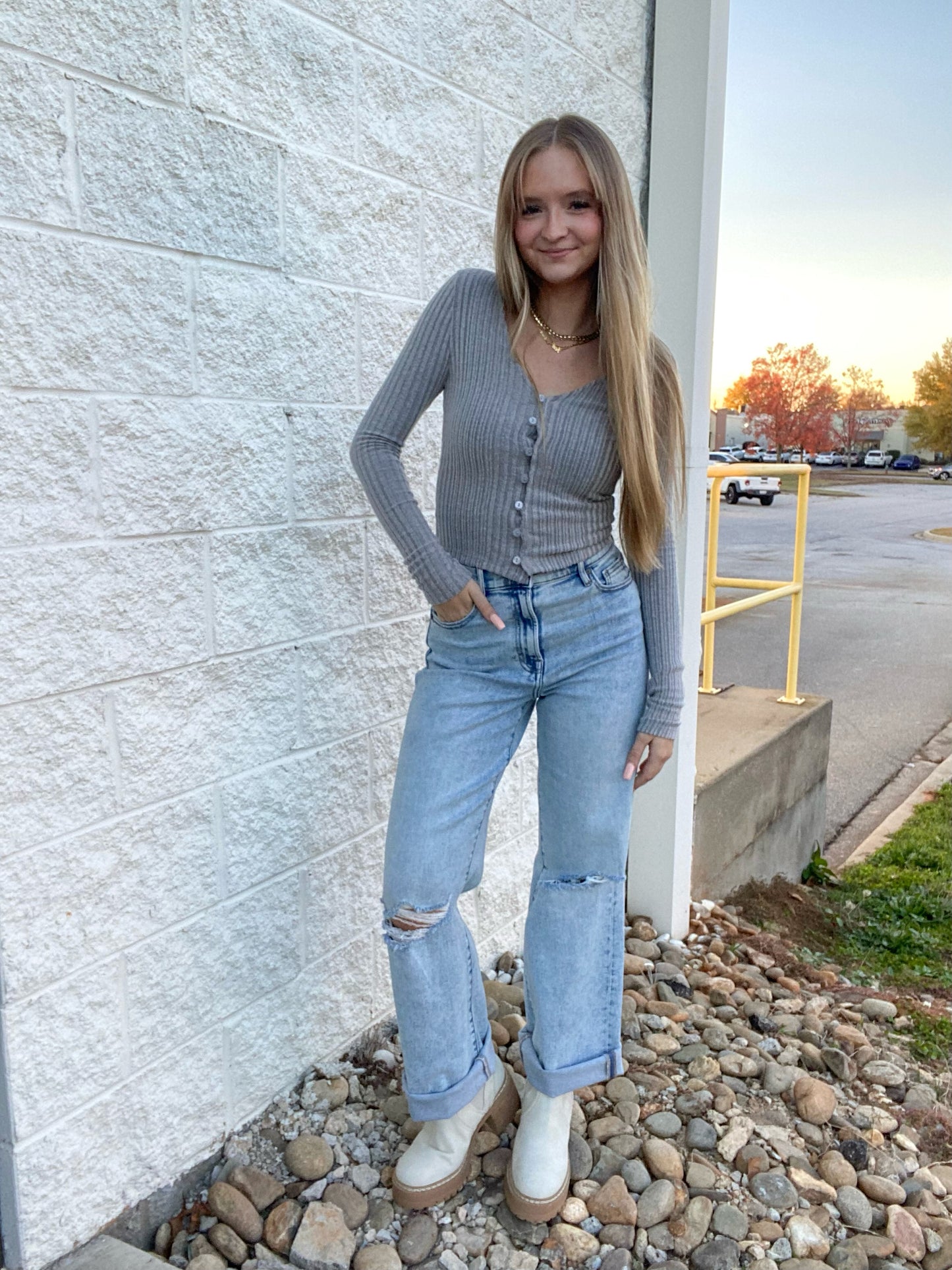 Grey Day Dream Long Sleeve Top