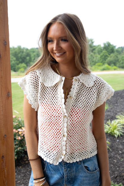 Free People - Lily Crochet Top - COCONUT MILK