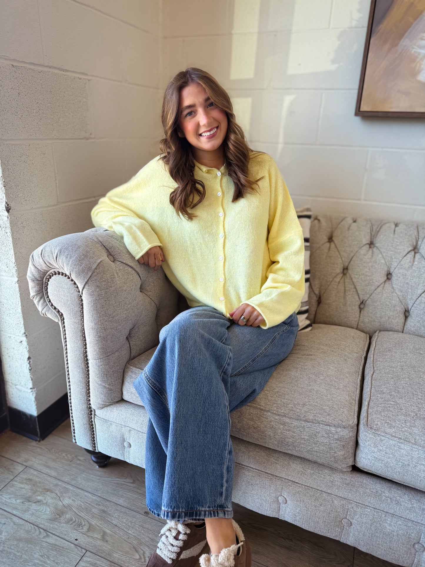 Warm And Cozy Cardigan - BUTTER YELLOW