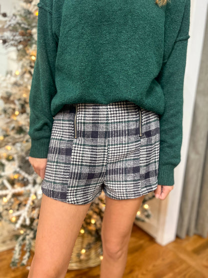 Plaid Perfection Double Zip Woven Shorts