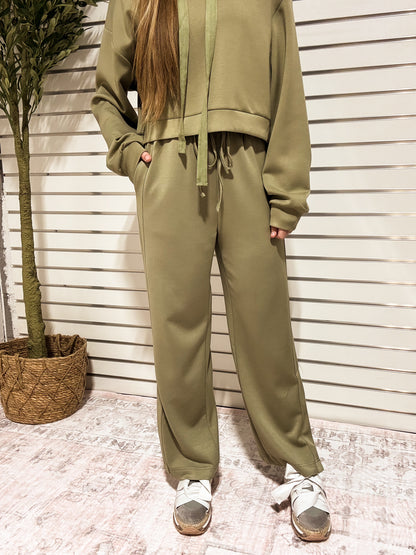Serenity Modal Side Slit Pants - OLIVE